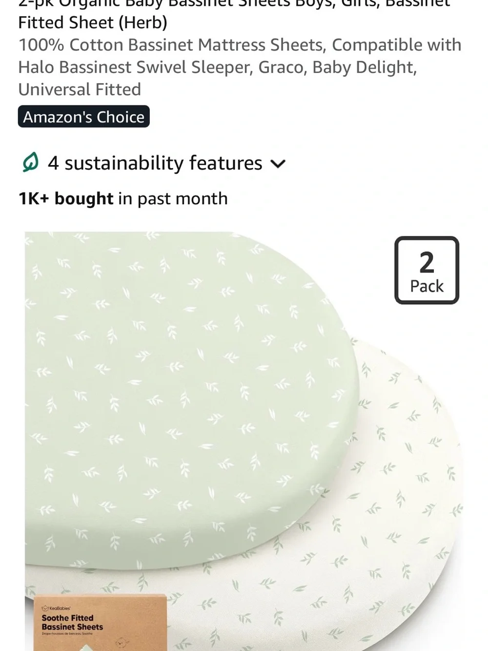 NWOT organic universal bassinet sheets